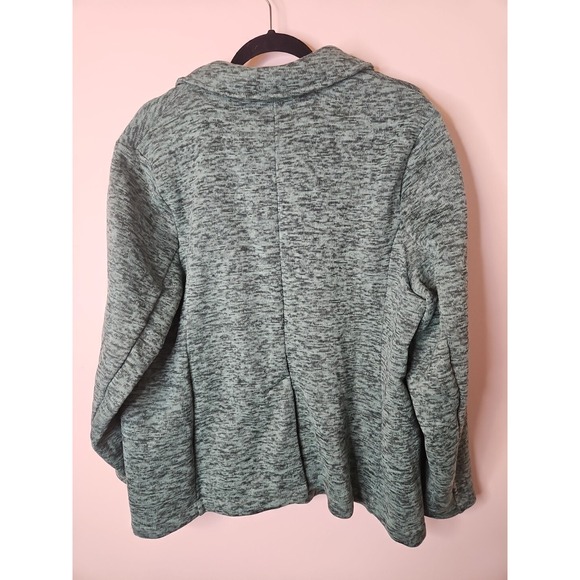 Lands End Blazer Women 1X Green Jacket Fleece Knit Classic Preppy Coastal Fun - Picture 9 of 16